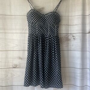 American Rag Navy Blue Polka Dot Mini Fit & Flare Dress Women Size M Spaghettis